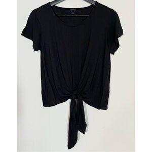 J. Crew • S • Black Short Sleeve Tie-Front T Shirt Tee